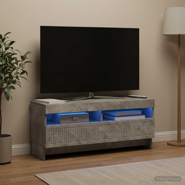 LED TV szekrény EDE 100 x 35 x 43 cm Betonszürke Szerelt Fa