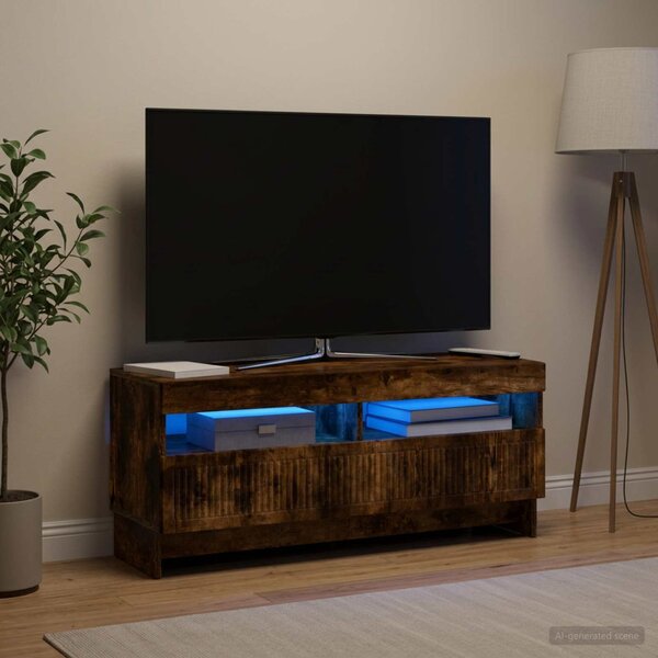 LED TV szekrény EDE 100 x 35 x 43 cm Füstös Tölgy Szerelt Fa