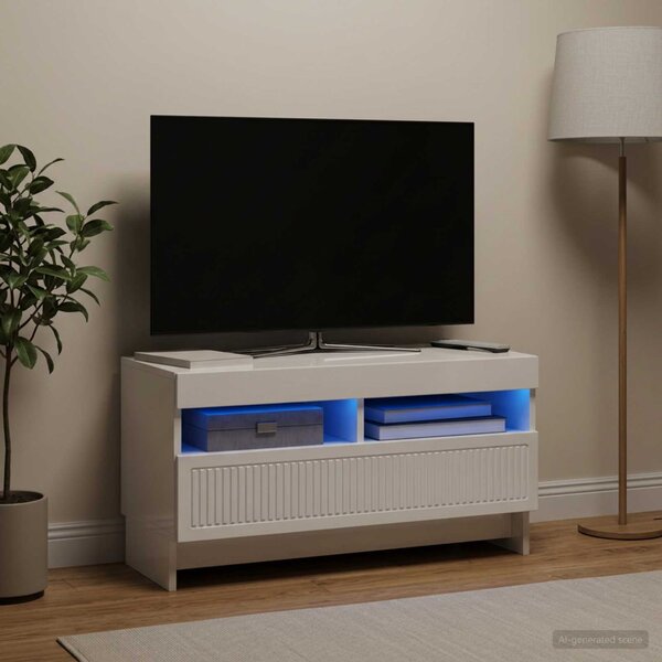 LED TV szekrény ALKMAAR 81 x 35 x 43 cm Magasfényű Fehér