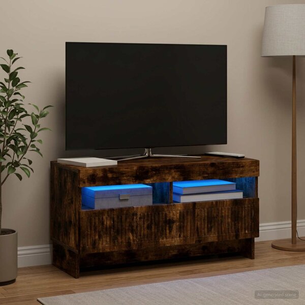 LED TV szekrény ALKMAAR 81 x 35 x 43 cm Füstös Tölgy Szerelt Fa