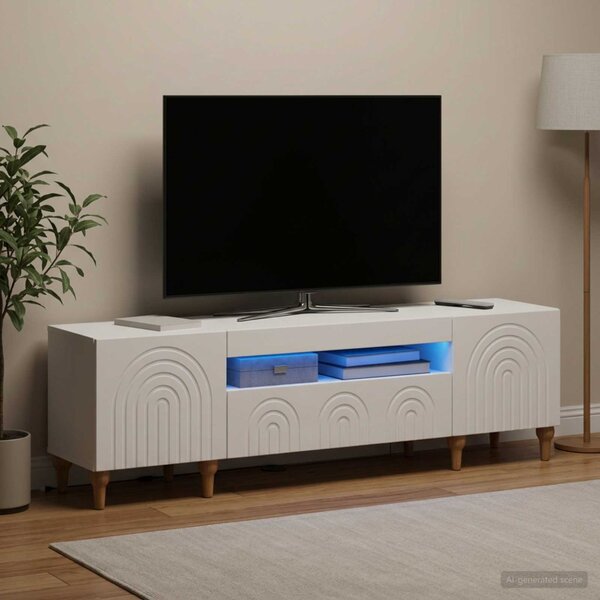 LED TV szekrény ALKMAAR 153 x 35 x 43 cm Fehér Szerelt Fa