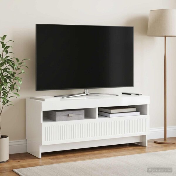 LED TV szekrény EDE 100 x 35 x 43 cm Magasfényű Fehér