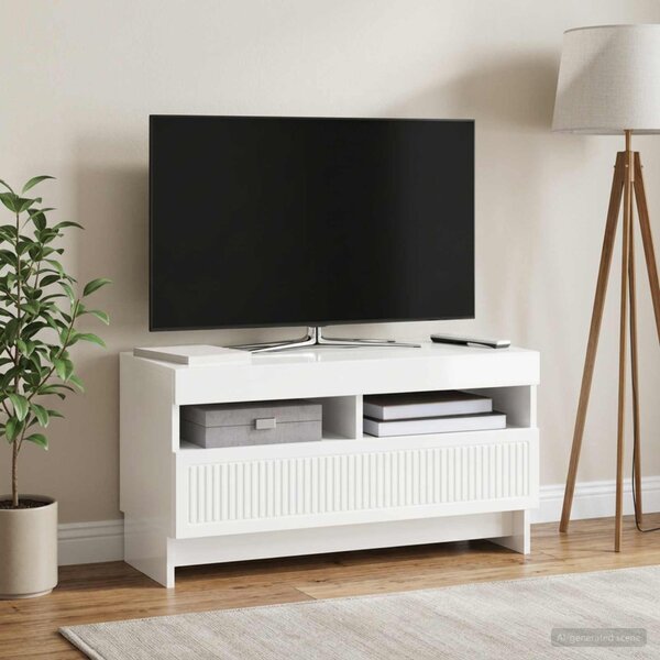 LED TV szekrény ALKMAAR 81 x 35 x 43 cm Magasfényű Fehér