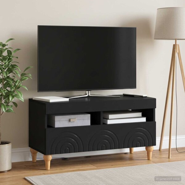 LED TV szekrény ALKMAAR 81 x 35 x 43 cm Fekete Szerelt Fa