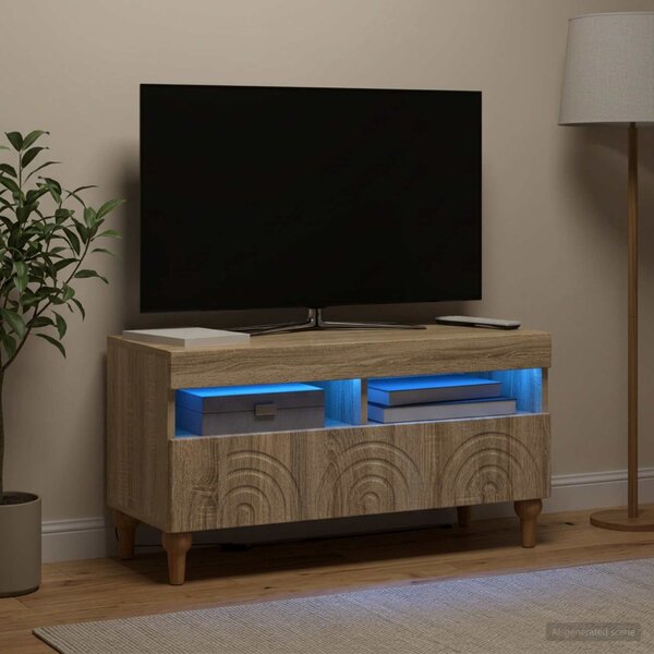 LED TV szekrény ALKMAAR 81 x 35 x 43 cm Sonoma Tölgy Szerelt Fa