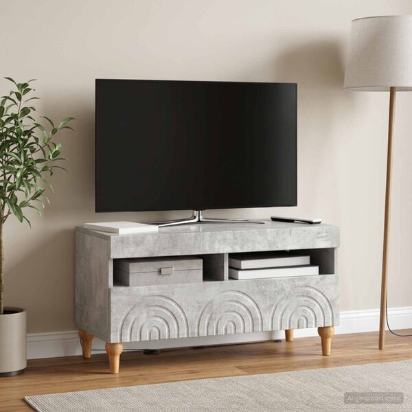 LED TV szekrény ALKMAAR 81 x 35 x 43 cm Betonszürke Szerelt Fa