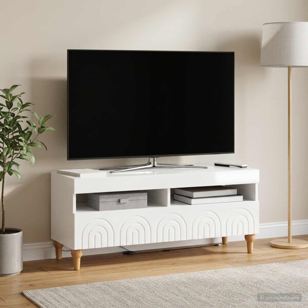 LED TV szekrény ALKMAAR 100 x 35 x 43 cm Magasfényű Fehér