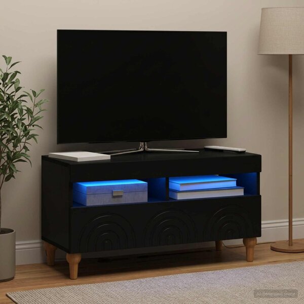 LED TV szekrény ALKMAAR 81 x 35 x 43 cm Fekete Szerelt Fa