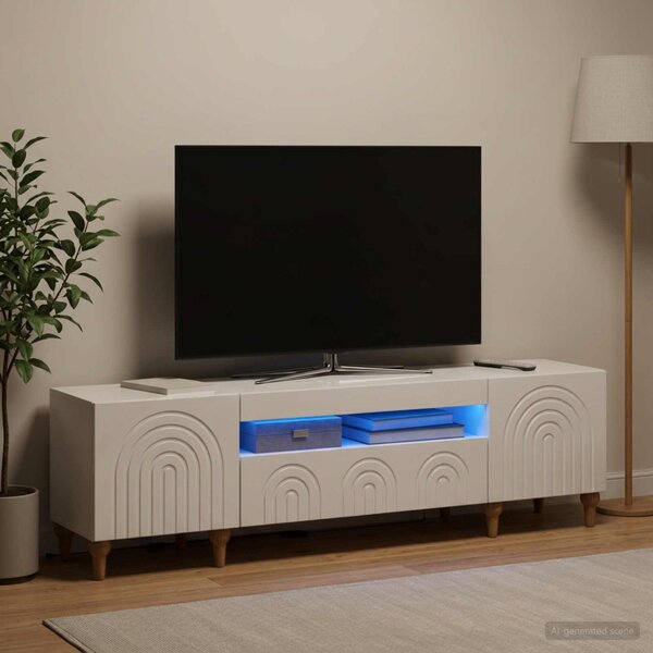 LED TV szekrény ALKMAAR 153 x 35 x 43 cm Magasfényű Fehér