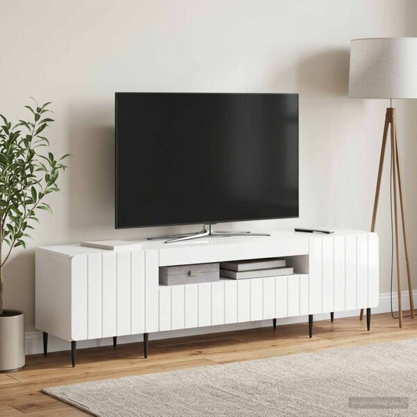 LED TV szekrény ZWOLLE 153 x 35 x 43 cm Magasfényű Fehér