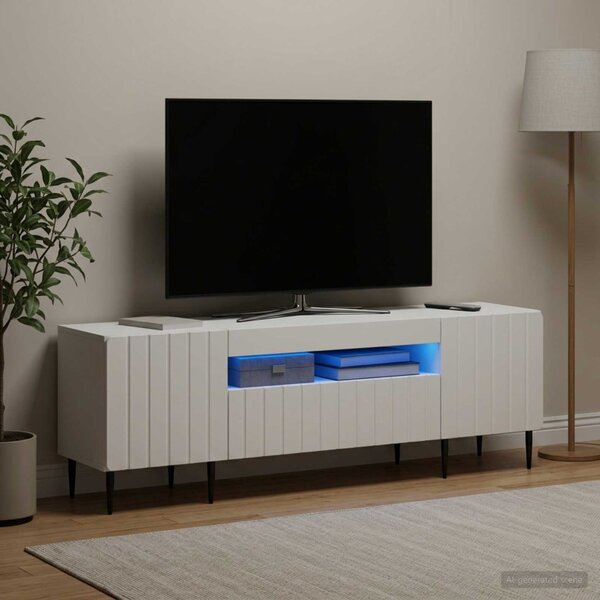 LED TV szekrény ZWOLLE 153 x 35 x 43 cm Fehér Szerelt Fa