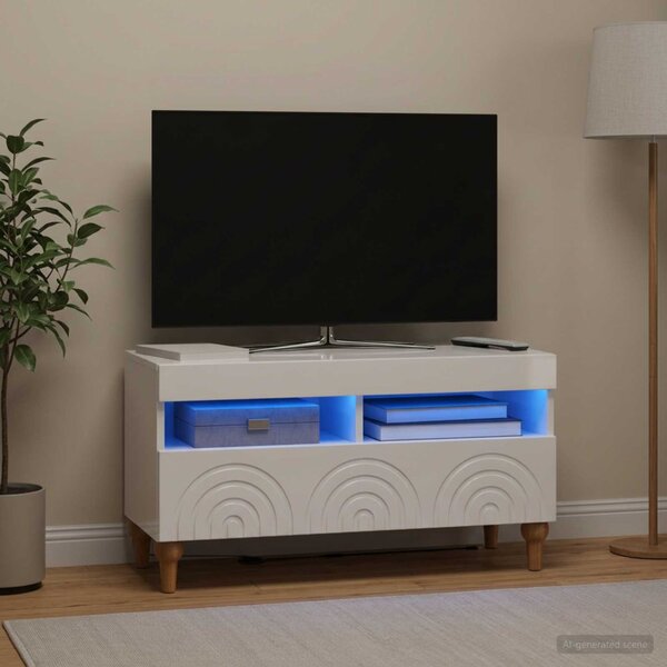LED TV szekrény ALKMAAR 81 x 35 x 43 cm Magasfényű Fehér
