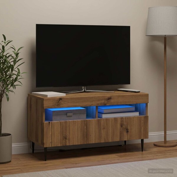 LED TV szekrény ZWOLLE 81 x 35 x 43 cm Kézműves Tölgy