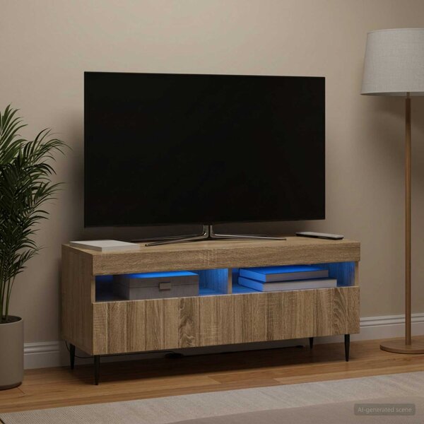 LED TV szekrény ZWOLLE 100 x 35 x 43 cm Sonoma Tölgy Szerelt Fa