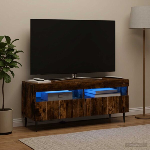 LED TV szekrény ZWOLLE 100 x 35 x 43 cm Füstös Tölgy Szerelt Fa
