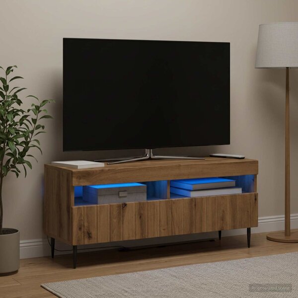 LED TV szekrény ZWOLLE 100 x 35 x 43 cm Kézműves Tölgy