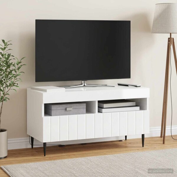 LED TV szekrény ZWOLLE 81 x 35 x 43 cm Magasfényű Fehér