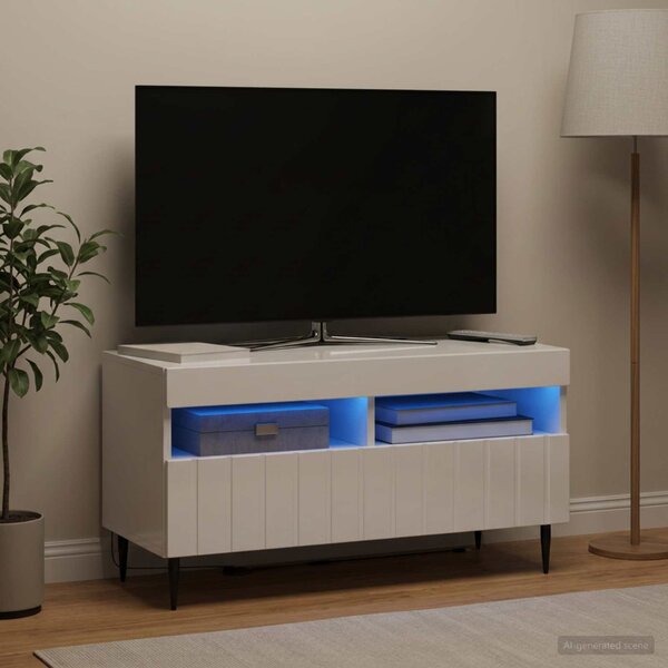 LED TV szekrény ZWOLLE 81 x 35 x 43 cm Magasfényű Fehér