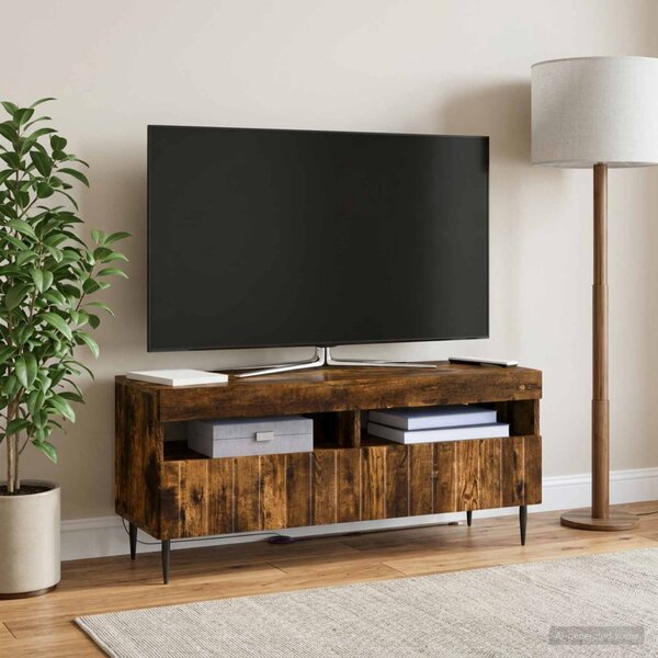 LED TV szekrény ZWOLLE 100 x 35 x 43 cm Füstös Tölgy Szerelt Fa