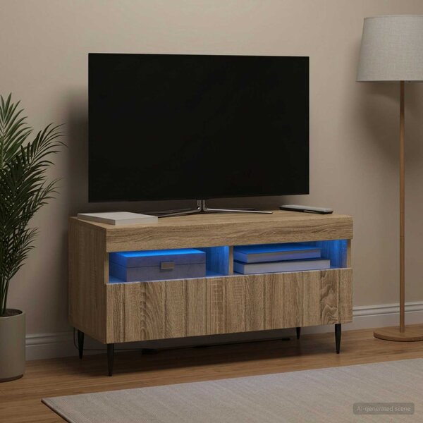 LED TV szekrény ZWOLLE 81 x 35 x 43 cm Sonoma Tölgy Szerelt Fa