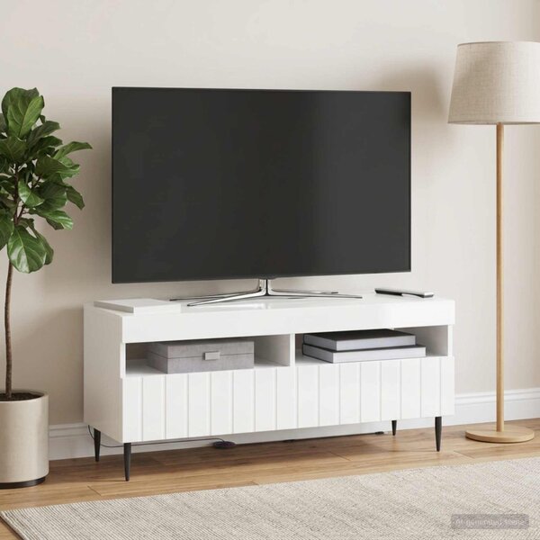 LED TV szekrény ZWOLLE 100 x 35 x 43 cm Magasfényű Fehér