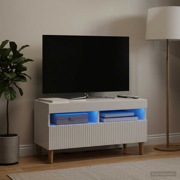 LED TV szekrény ARNHEM 81 x 35 x 43 cm Magasfényű Fehér