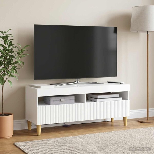 LED TV szekrény ARNHEM 100 x 35 x 43 cm Magasfényű Fehér