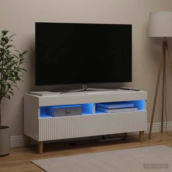 LED TV szekrény ARNHEM 100 x 35 x 43 cm Magasfényű Fehér