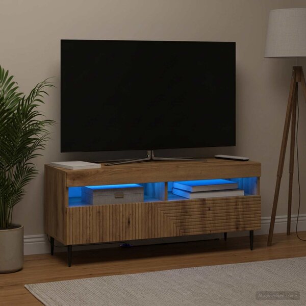 LED TV szekrény HAARLEM 100 x 35 x 43 cm Kézműves Tölgy