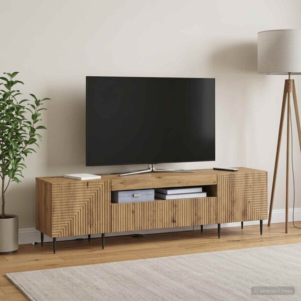 LED TV szekrény HAARLEM 153 x 35 x 43 cm Kézműves Tölgy