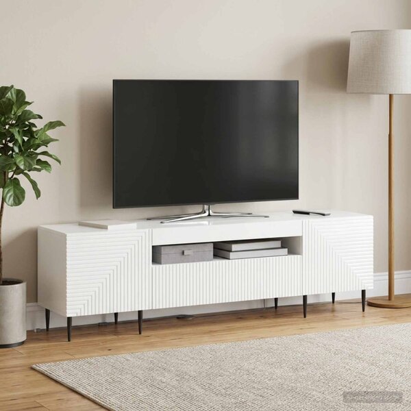 LED TV szekrény HAARLEM 153 x 35 x 43 cm Magasfényű Fehér