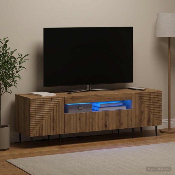 LED TV szekrény HAARLEM 153 x 35 x 43 cm Kézműves Tölgy