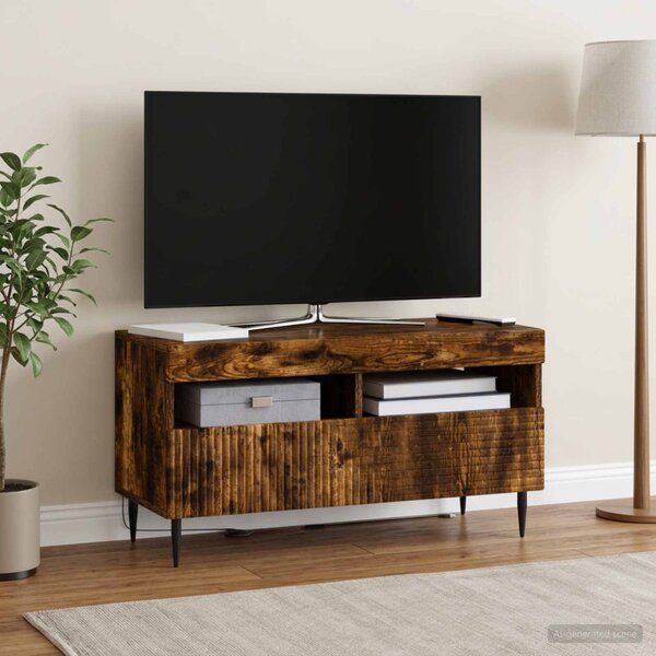 LED TV szekrény HAARLEM 81 x 35 x 43 cm Füstös Tölgy Szerelt Fa