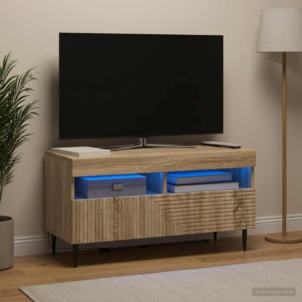 LED TV szekrény HAARLEM 81 x 35 x 43 cm Sonoma Tölgy Szerelt Fa