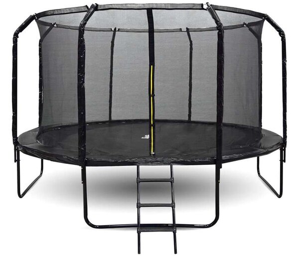 SkyFlyer fekete, 366 cm-es kerti trambulin hálóval és profilozott