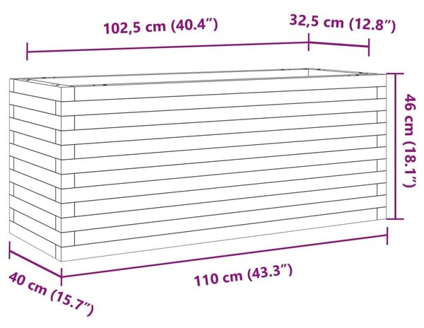 VidaXL Fenyőfa Virágláda - Viaszbarna - 110x40x46 cm