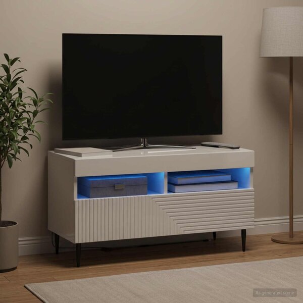 LED TV szekrény HAARLEM 81 x 35 x 43 cm Magasfényű Fehér