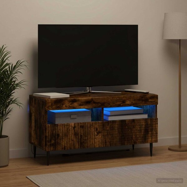 LED TV szekrény HAARLEM 81 x 35 x 43 cm Füstös Tölgy Szerelt Fa