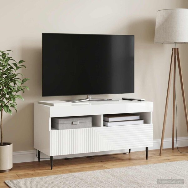 LED TV szekrény HAARLEM 81 x 35 x 43 cm Magasfényű Fehér