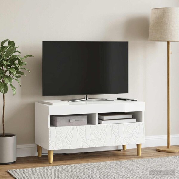 LED TV szekrény Magasfényű Fehér Szerelt Fa