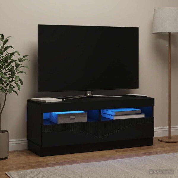 LED TV szekrény Fekete Szerelt Fa