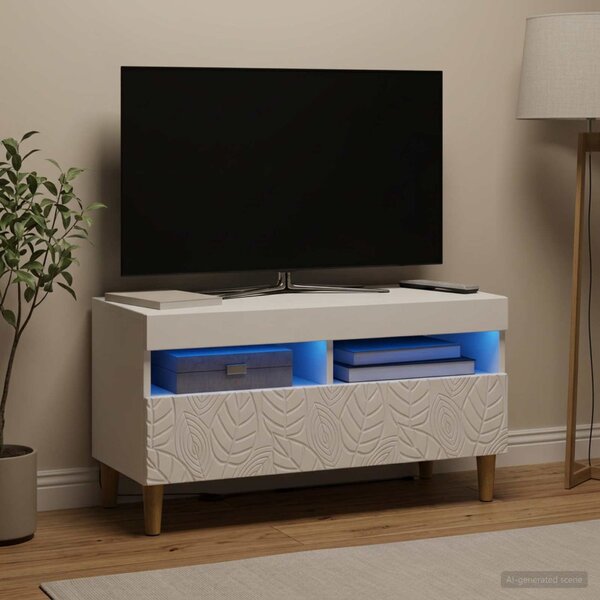 LED TV szekrény Fehér Szerelt Fa