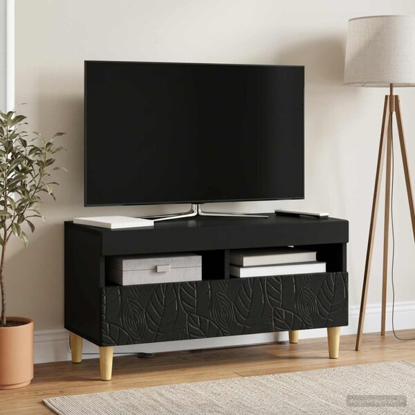 LED TV szekrény Fekete Szerelt Fa