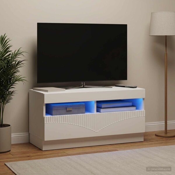 LED TV szekrény Fehér Szerelt Fa