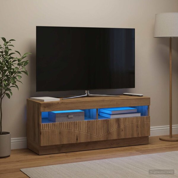 LED TV szekrény Kézműves Tölgy Szerelt Fa