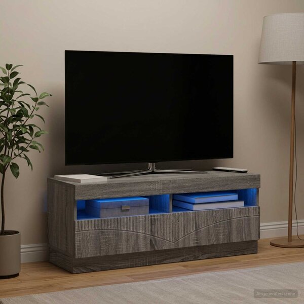 LED TV szekrény Szürke Sonoma Szerelt Fa