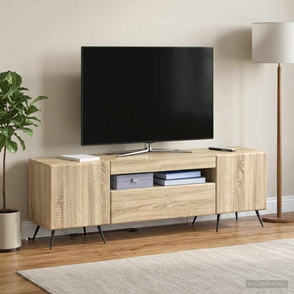 LED TV szekrény Sonoma Tölgy Szerelt Fa