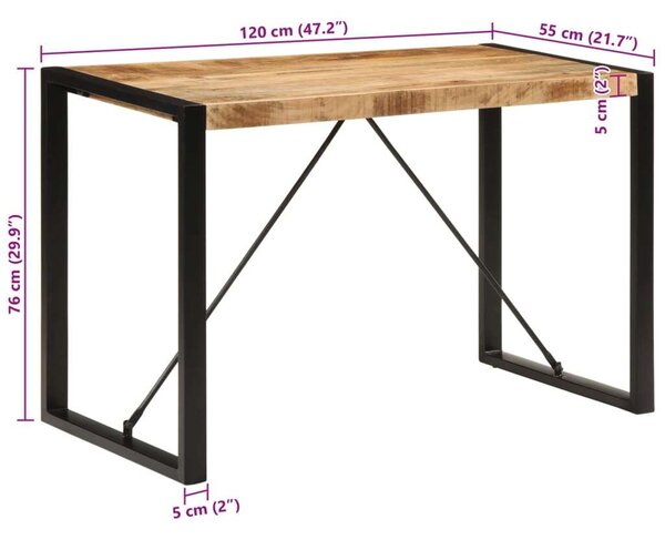 VidaXL Mangófa Étkezőasztal - 120x55x76 cm
