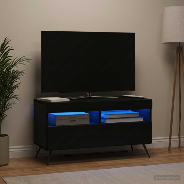 LED TV szekrény Fekete Szerelt Fa