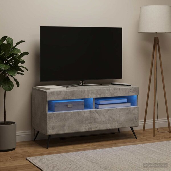 LED TV szekrény Betonszürke Szerelt Fa